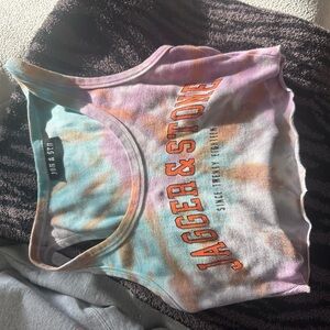 Vibrant Orange and Blue Tie-Dye Crop Top